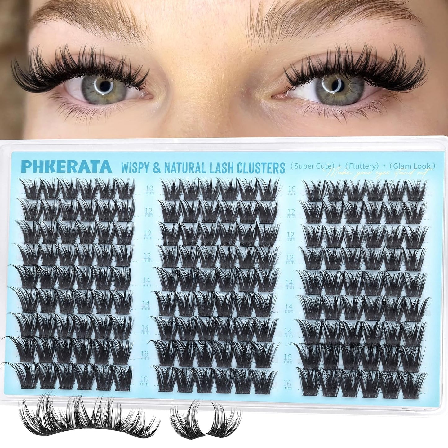 Eyelash Clusters - Natural Wispy Lash Extensions 240 Pcs | DIY Soft C Curly 10-16mm Individual Lashes