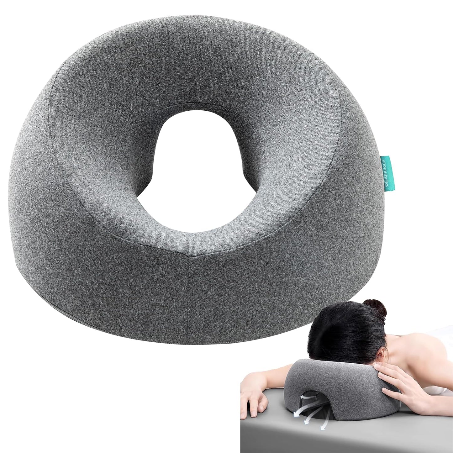 Face Down Massage Pillow - Comfortable Headrest for Stomach Sleeping | Removable Cover, Navy Blue
