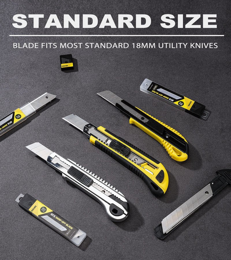 DOWELL 18mm Snap Off Blade SK5 Utility Knife Retractable Blades Box Cutter Blades (100pc)