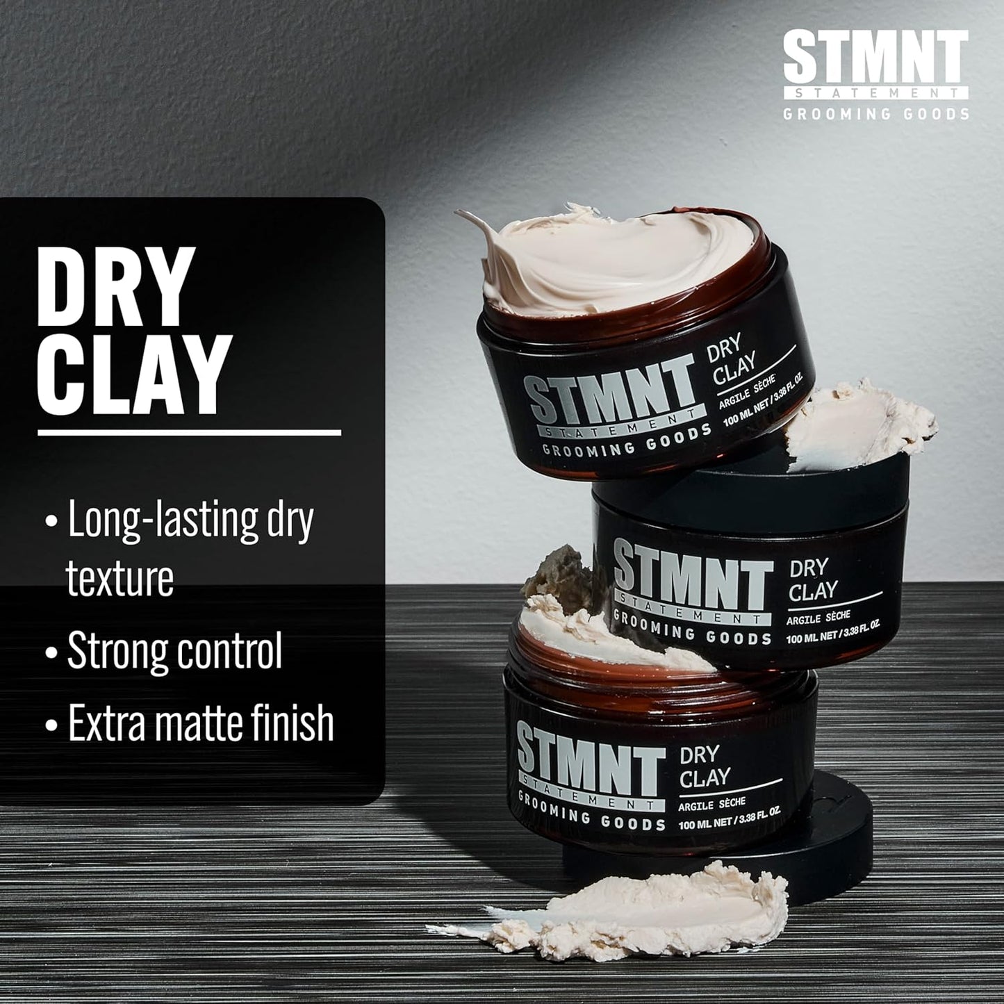 STMNT Grooming Dry Clay - Extra Matte Finish & Strong Hold | Easy to Wash Out