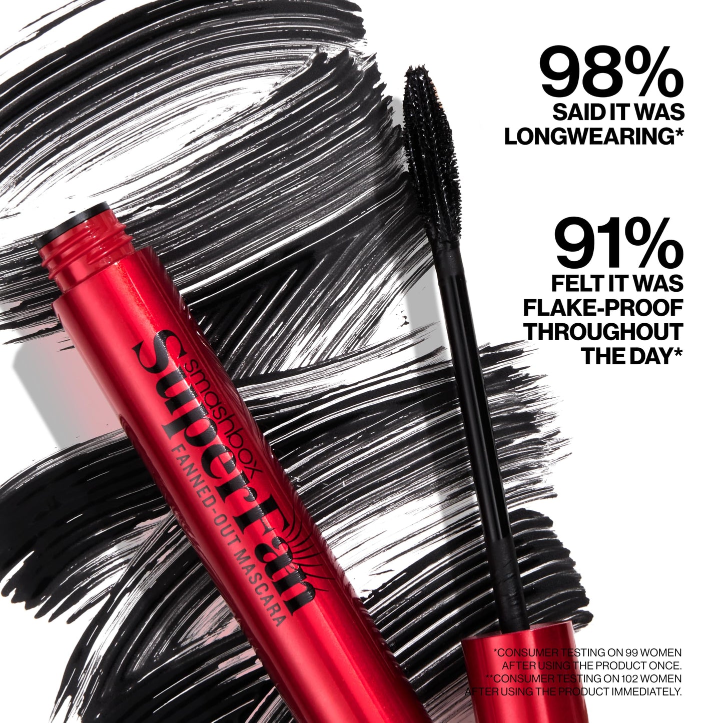 Smashbox Super Fan Lash Lengthening Mascara | Fanned-Out Volume + Length, Long-Wearing Mascara without Clumping, 0.34 Fl Oz, Black