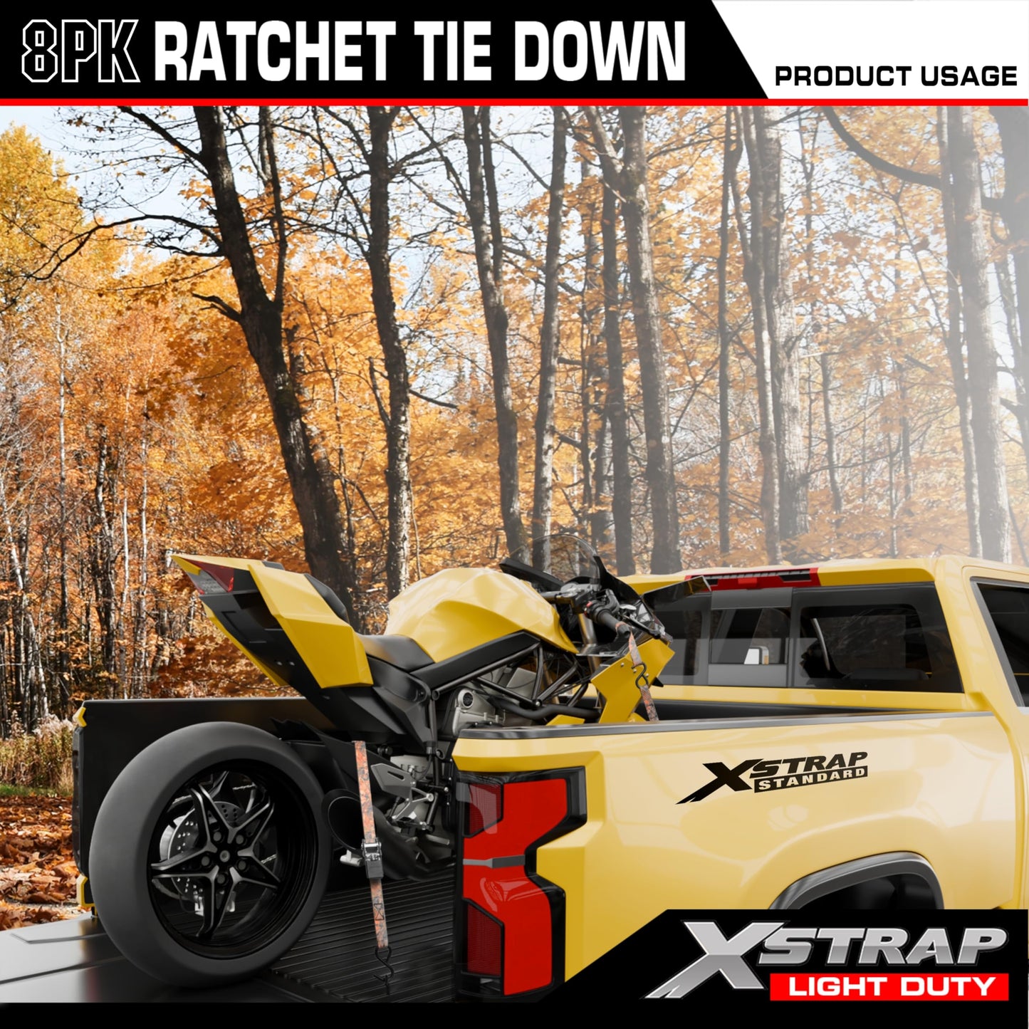 XSTRAP STANDARD Ratchet Tie Down Straps - 8PK - 1'' x 10 ft - 900 LB Break Strength Cargo Straps for Moving Appliances, Lawn Equipment, Motorcycle (Camouflage2)