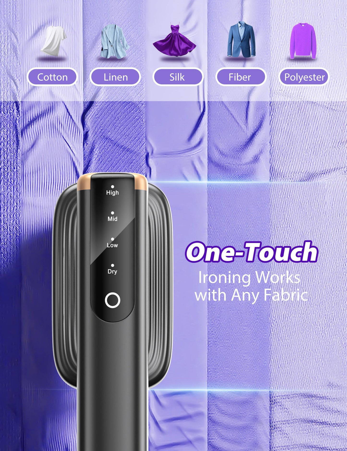 Travel Steamer for Clothes with 180 ml Water Tanks,15s Fast Heat-up,24 g/min Strong Steam Performance, Portable Garment Steamer with Touch Control, LED Display, Steam Iron Black