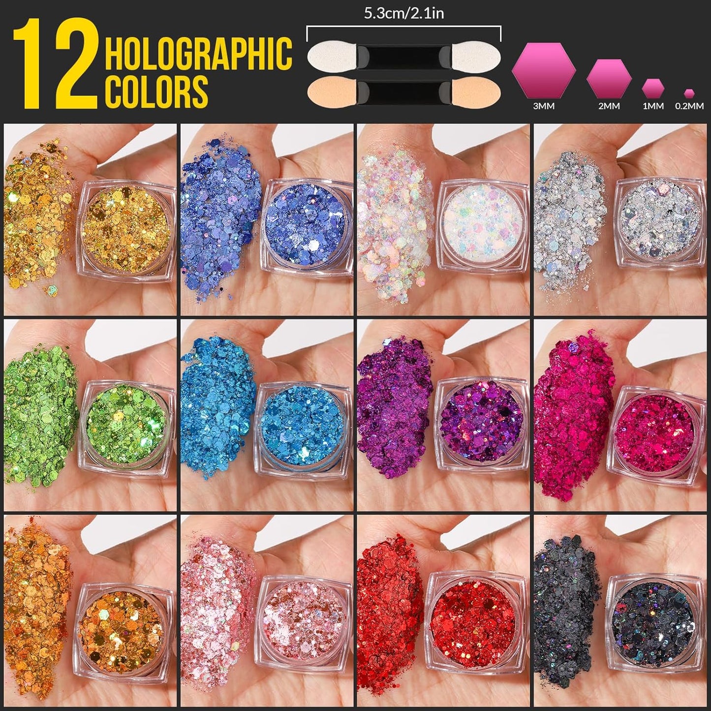 12 Colors Face Glitter Gel | Glow in The Dark Body Glitter for Festivals - Perfect for Women