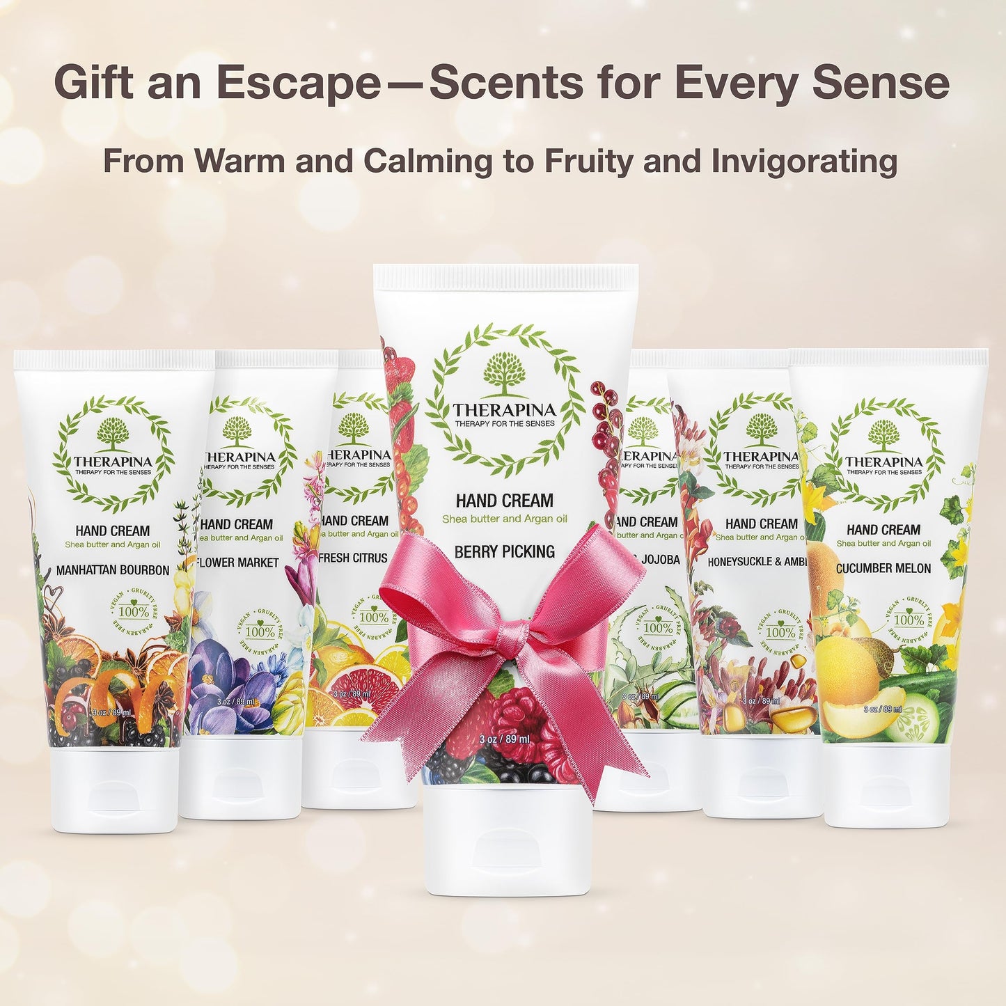 THERAPINA Aromatherapy Hand Cream for Dry Skin – Shea Butter Hand Cream for Women and Men with an Awakening, Long-Lasting Berry Picking Scent – Vegan Hand Cream Lotion for Dry Skin, 3 Oz.