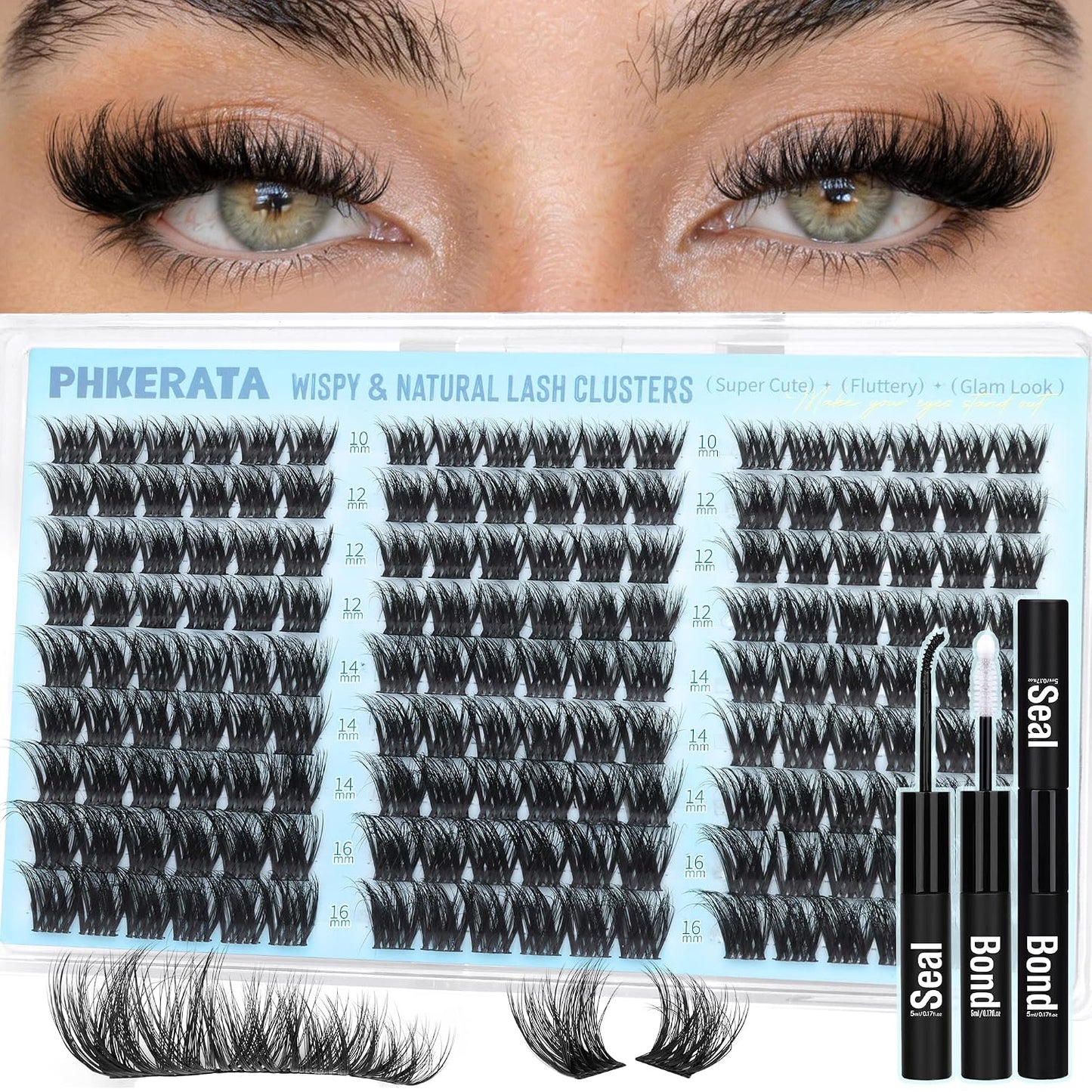 Eyelash Clusters - Natural Wispy Lash Extensions 240 Pcs | DIY Soft C Curly 10-16mm Individual Lashes