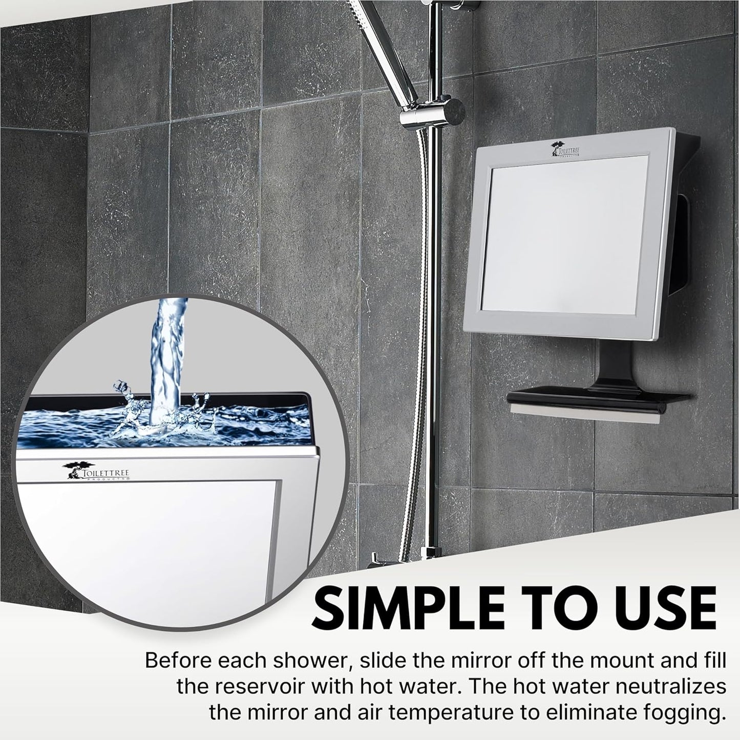 Fogless Shower Mirror with Squeegee - Adjustable Anti-Fog Bathroom Mirror | Rust-Proof, Impact-Resistant Design