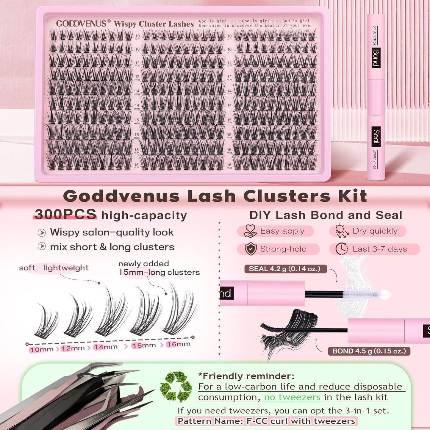 Lash Clusters Kit - Wispy DIY Eyelash Extensions 10-16mm | 300pcs C Curl Natural Look