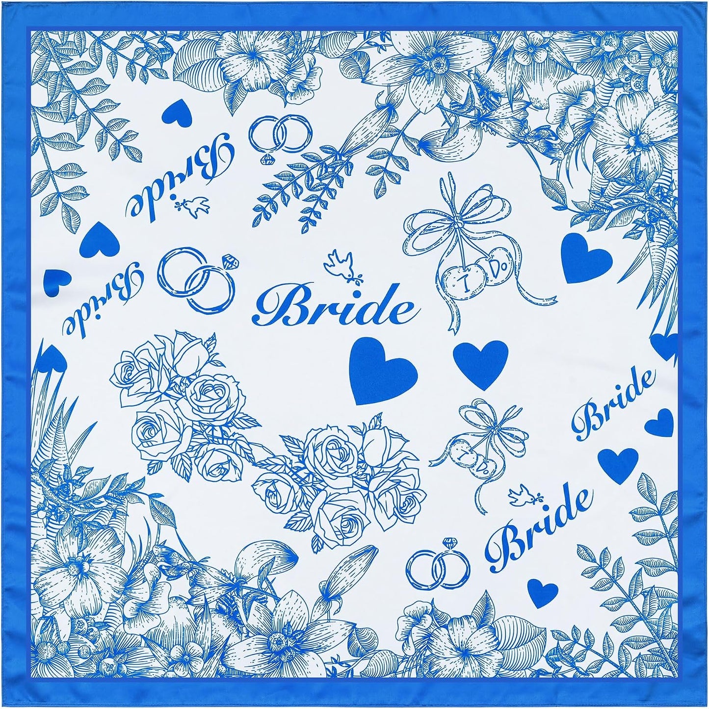 Bride Head Scarf - Bachelorette Party Bandana | 27.5" Square Satin Handkerchief for Weddings & Events
