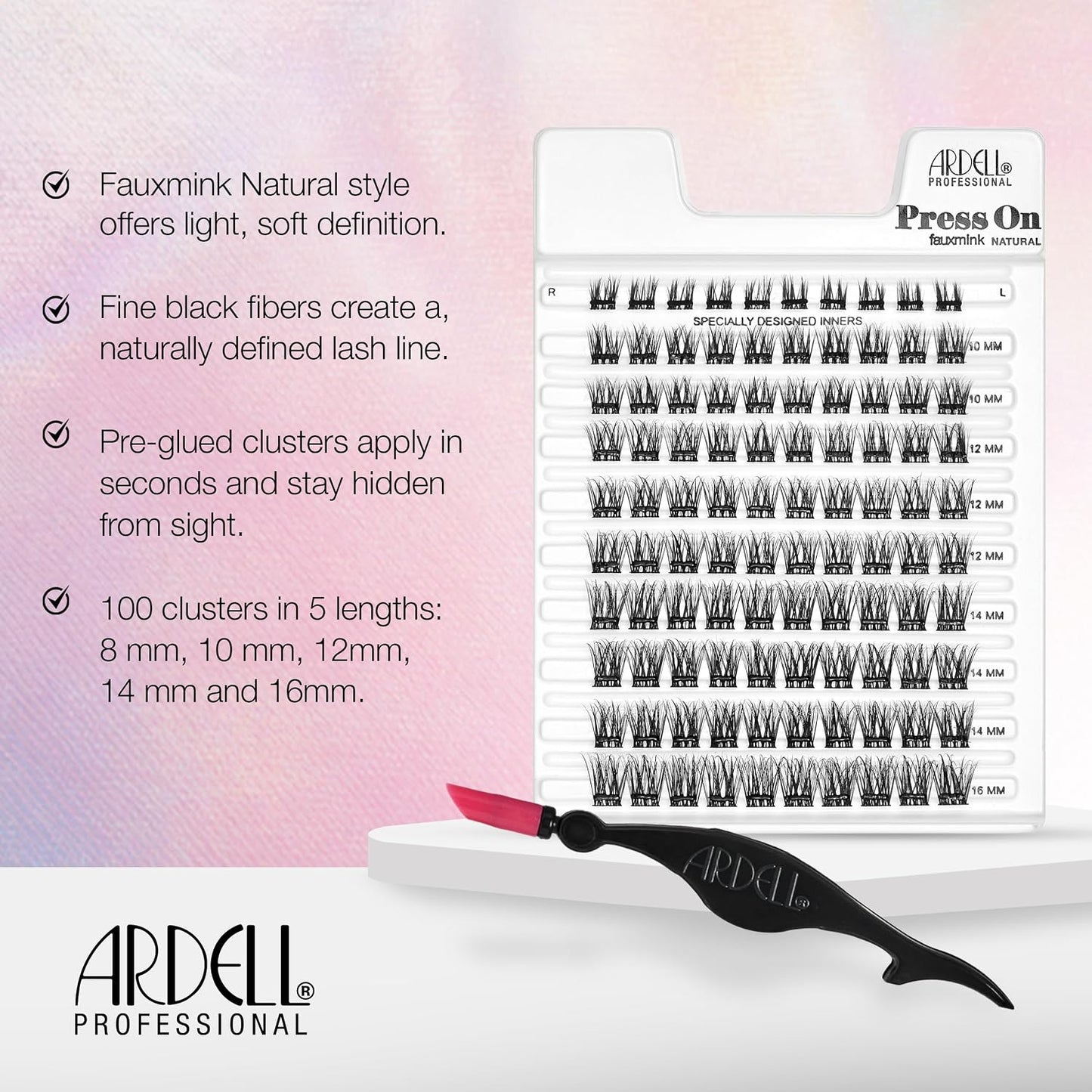 Faux Mink Press On Lashes - Natural Pre-Glued Underlash Extensions | 100 Count DIY Lash Clusters