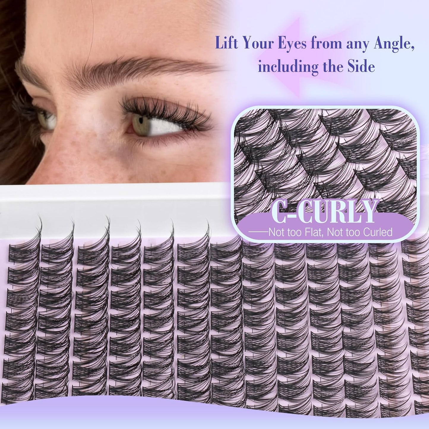 Lash Clusters Kit - Wispy Natural C-Curly Eyelash Extensions | DIY Volume Lashes 10-16MM