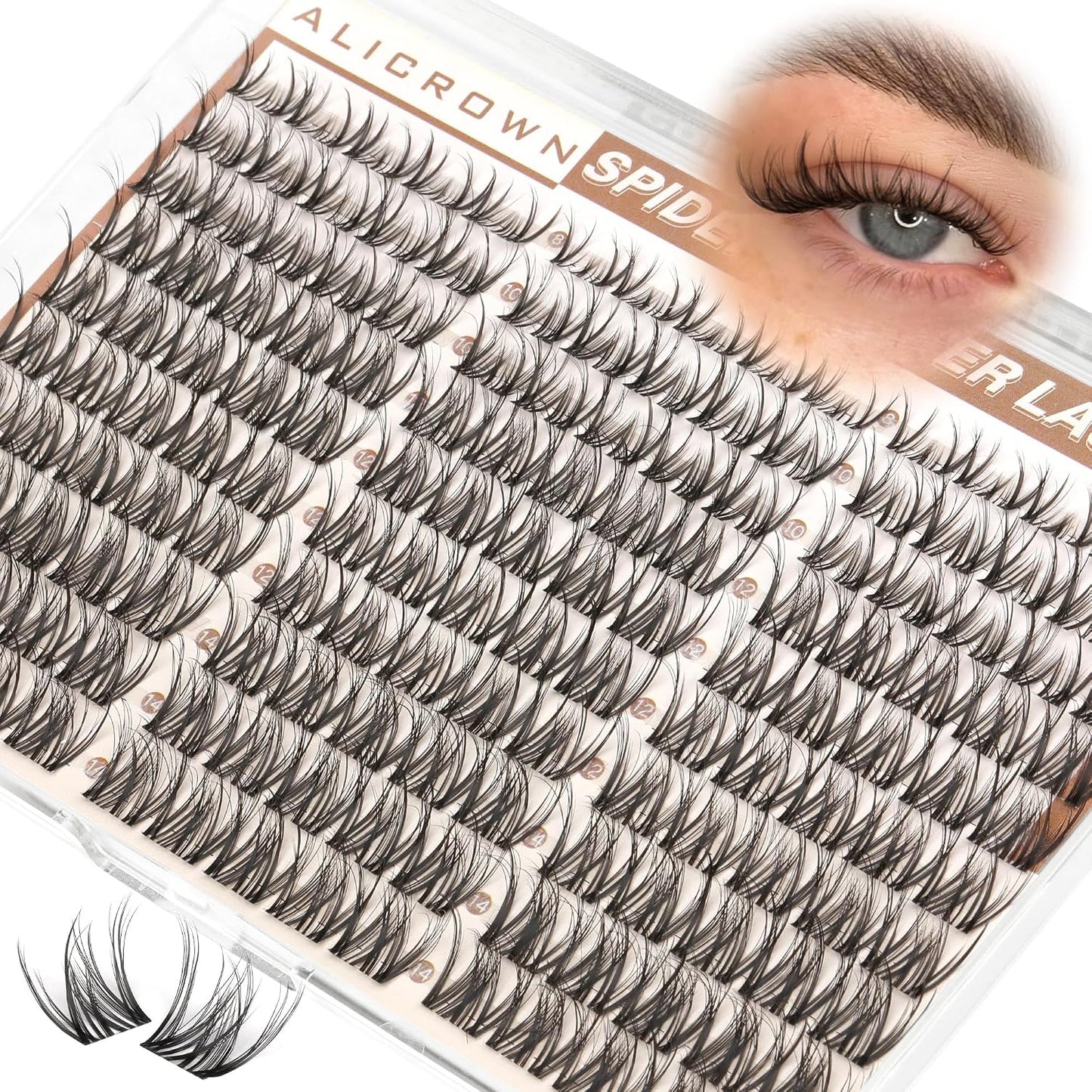 Spider Lash Clusters - Wispy D Curly Eyelash Extensions | Natural 8-14MM Kim K Style for DIY at Home