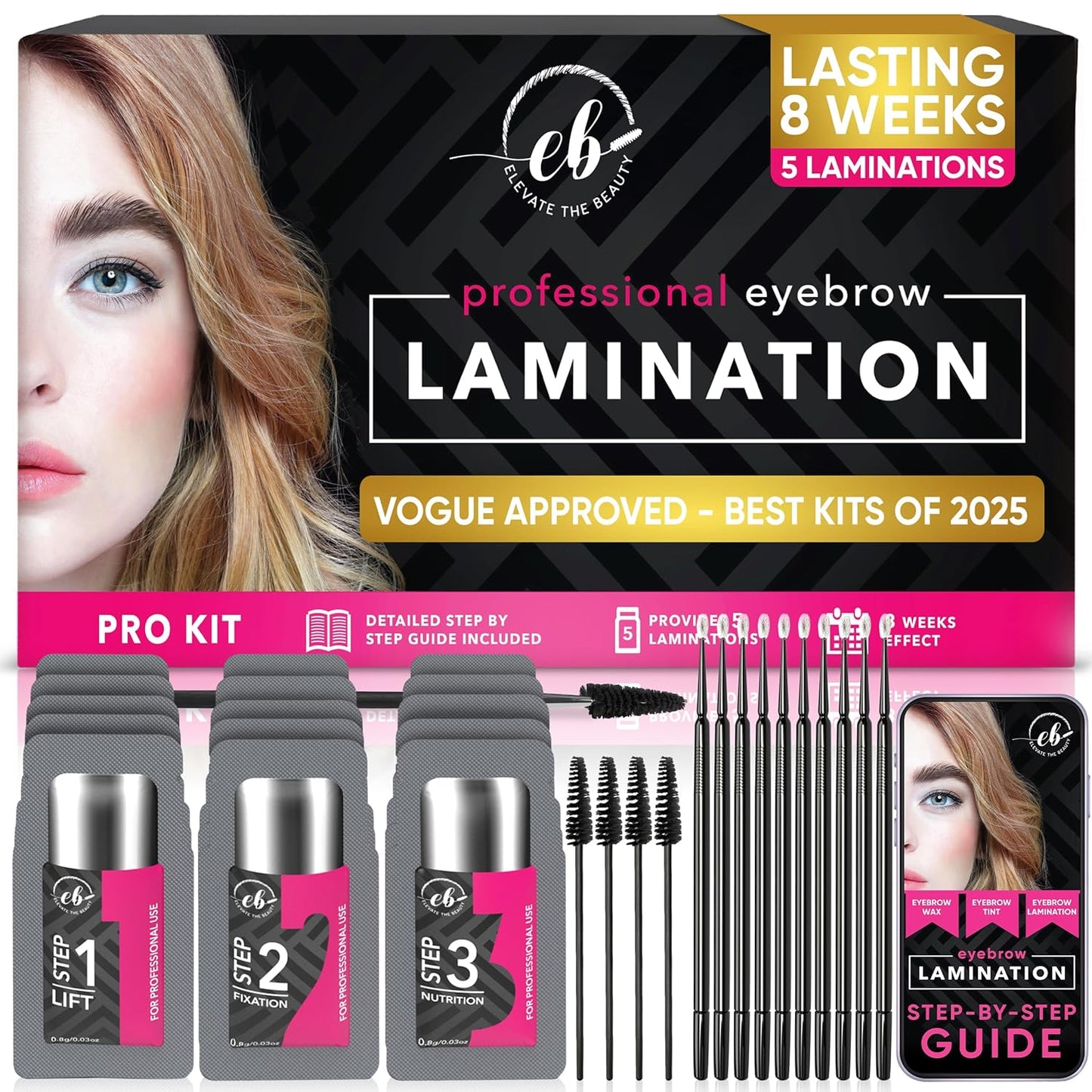 Lash & Eyebrow Lamination Kit - 2-in-1 Professional Brow & Lash Treatment | Fuller Brows & Lifted Lashes Up to 8 Weeks
