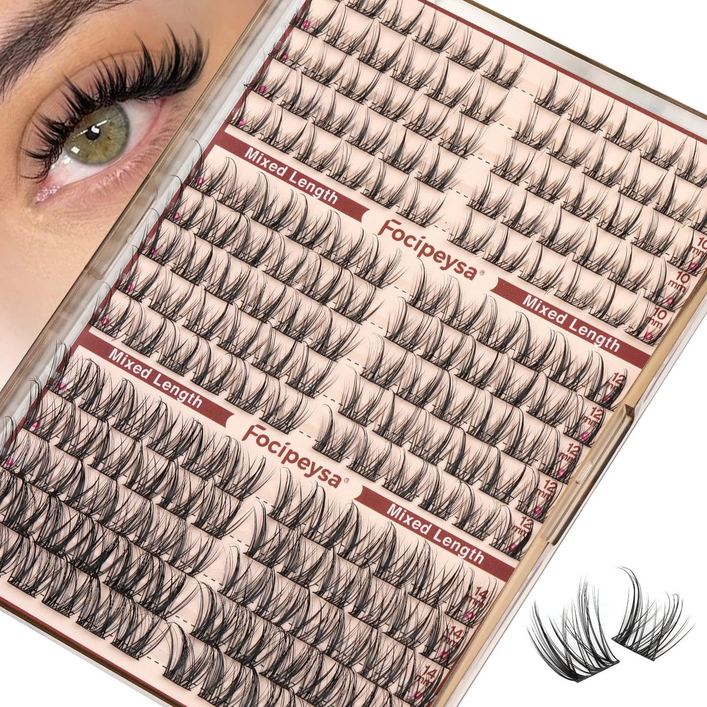Focipeysa Lashes Clusters Wispy Natural Lash Clusters 10-16mm Eyelash Clusters Individual Eyelashes Pestañas Postizas Naturales Fairy Eyelashes Extensions Natural False Eyelashes