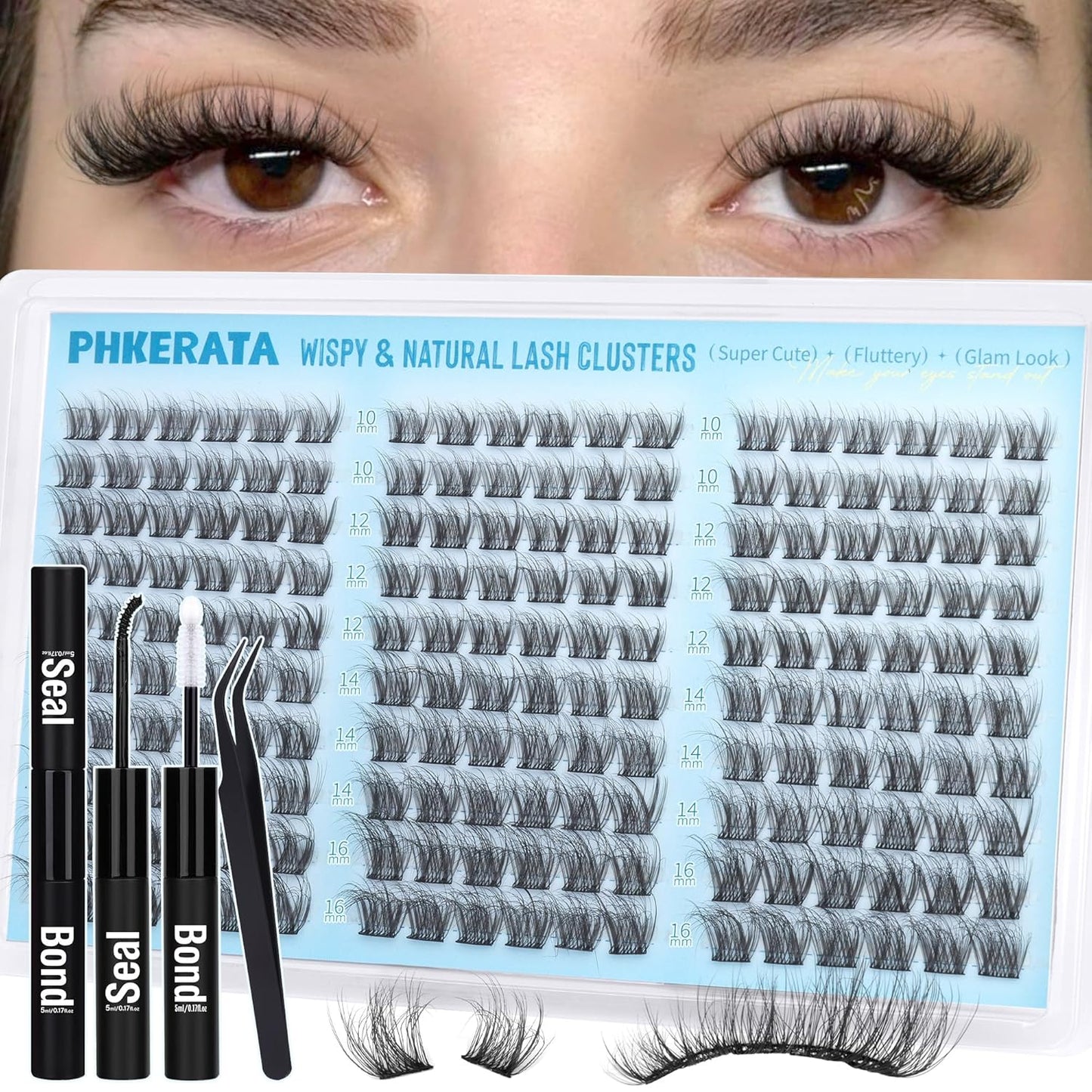 Fluffy Lash Clusters - Natural C Curl Eyelash Extensions | DIY Volume Lashes, 10-16mm
