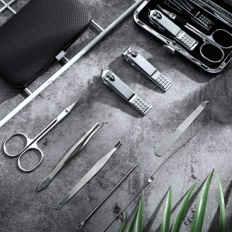 Lasnten 24 Set Valentine Manicure Set Bulk Nail Clippers Grooming Nail Kit Stainless Steel Professional Pedicure Tools Kit with Travel Case for Men Women Valentine's Day Gift(8 in 1,Black)