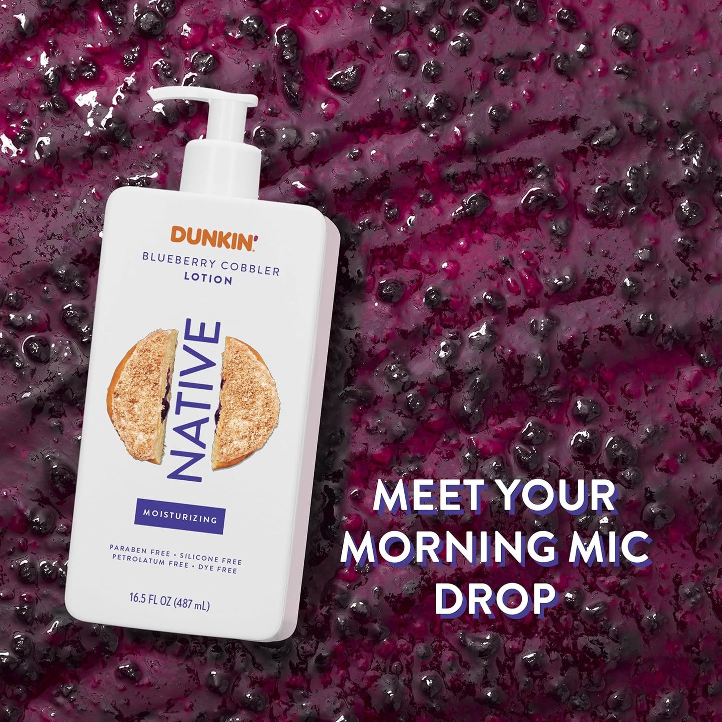 Native Body Lotion - Dunkin Blueberry Cobbler Moisturizer for Dry Skin | 16.5 oz Plant-Based Formula