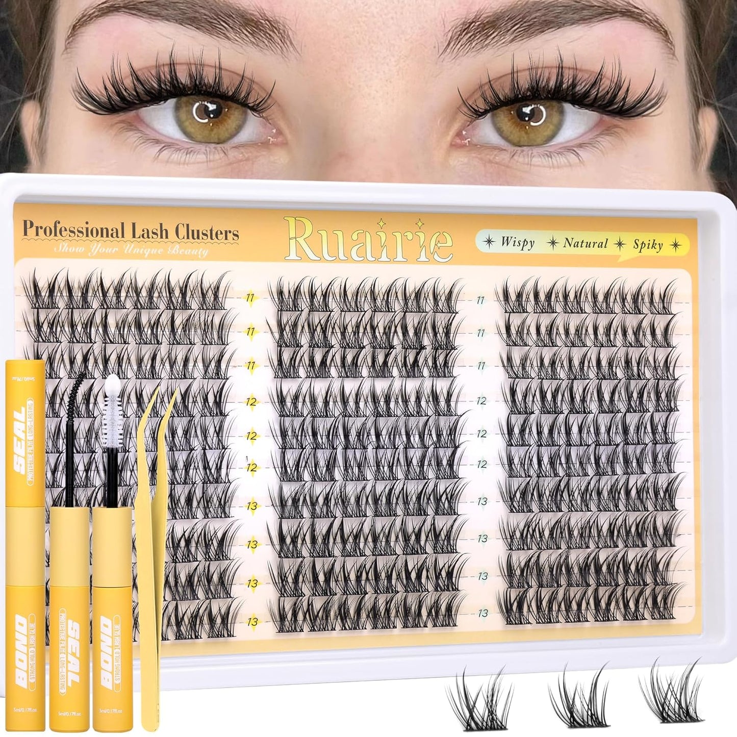 Manga Lash Clusters - Natural Wispy Eyelash Extensions | C-Curl 8-14mm, 180pcs DIY Kit