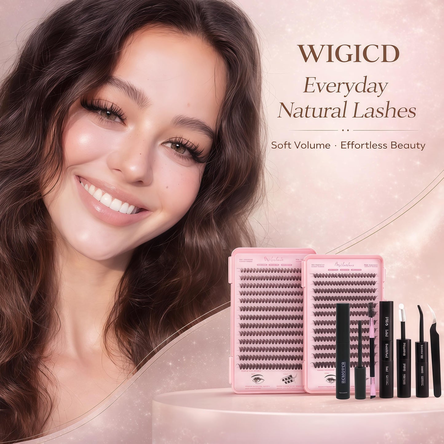 Lash Clusters Kit: Eyelash Clusters Individual Lash Extension Kit 480 Pcs D Curl Fluffy Wispy False Eyelashes Extensions Thin Band with Bond Seal Tweezers Brush
