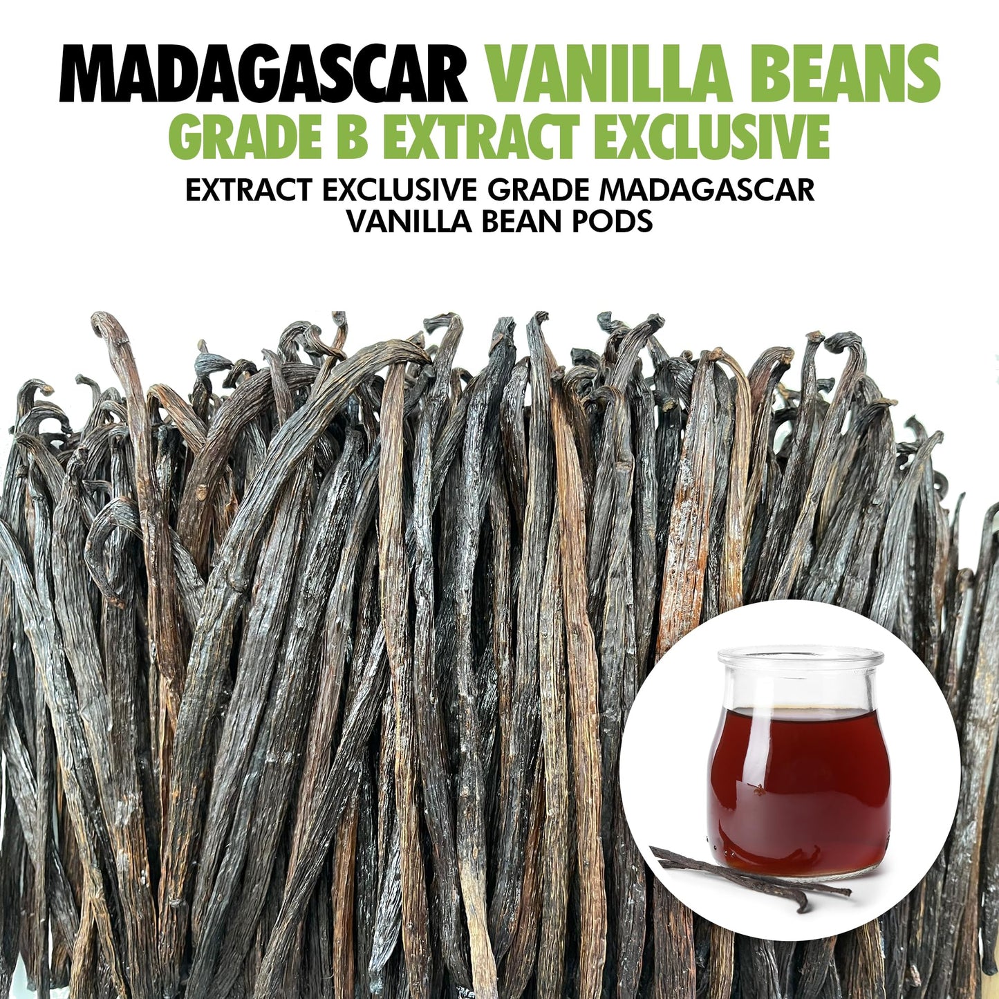 55 Organic Madagascar Vanilla Extract Exclusive Grade B Beans| 4" - 5" by FITNCLEAN VANILLA| Certified USDA Organic. Bulk Dry Whole Bourbon NON-GMO Pods