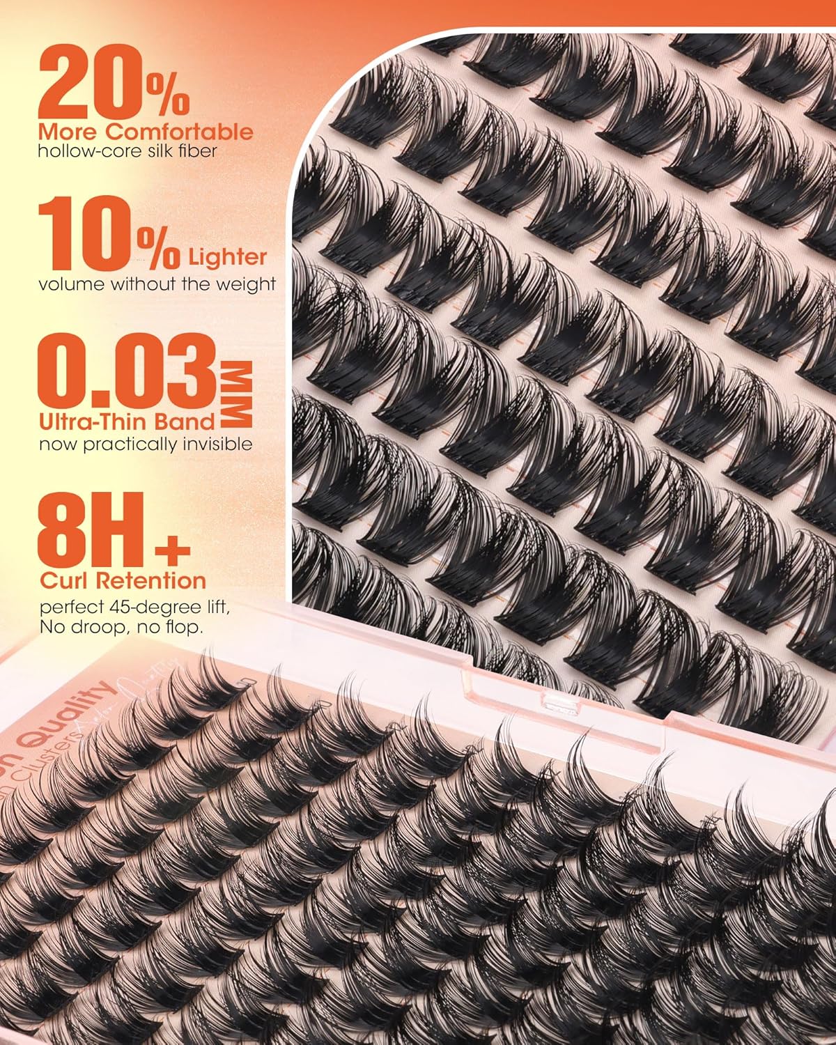 Fluffy Eyelash Clusters - Natural Wispy Manga Lash Extensions | DIY CD Curl 10-16mm Individual Lashes