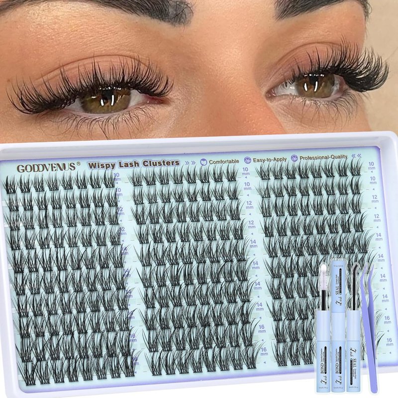 Wispy Lash Clusters Kit - Natural Eyelash Extensions 10-16mm CC Curve | DIY Application