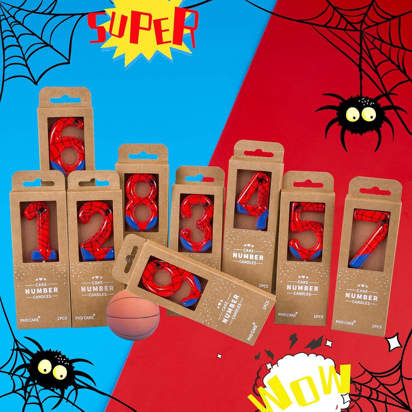 Number 3 Spider Birthday Candles - Cartoon Themed Cake Decor for Parties | 2.76 Inch