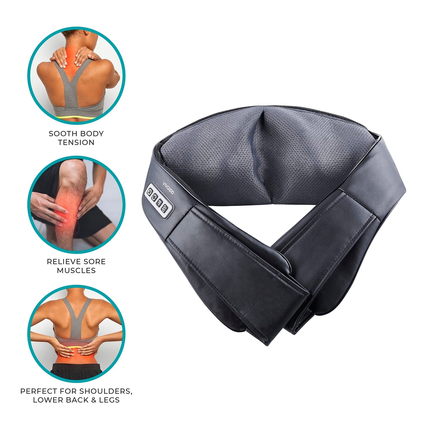 Vivitar Shiatsu Deep Kneading Back Electric Massager with Heat, Massage Pillow Neck, Back, Shoulder, Foot, Leg - for Home, Car, Office, MS5600