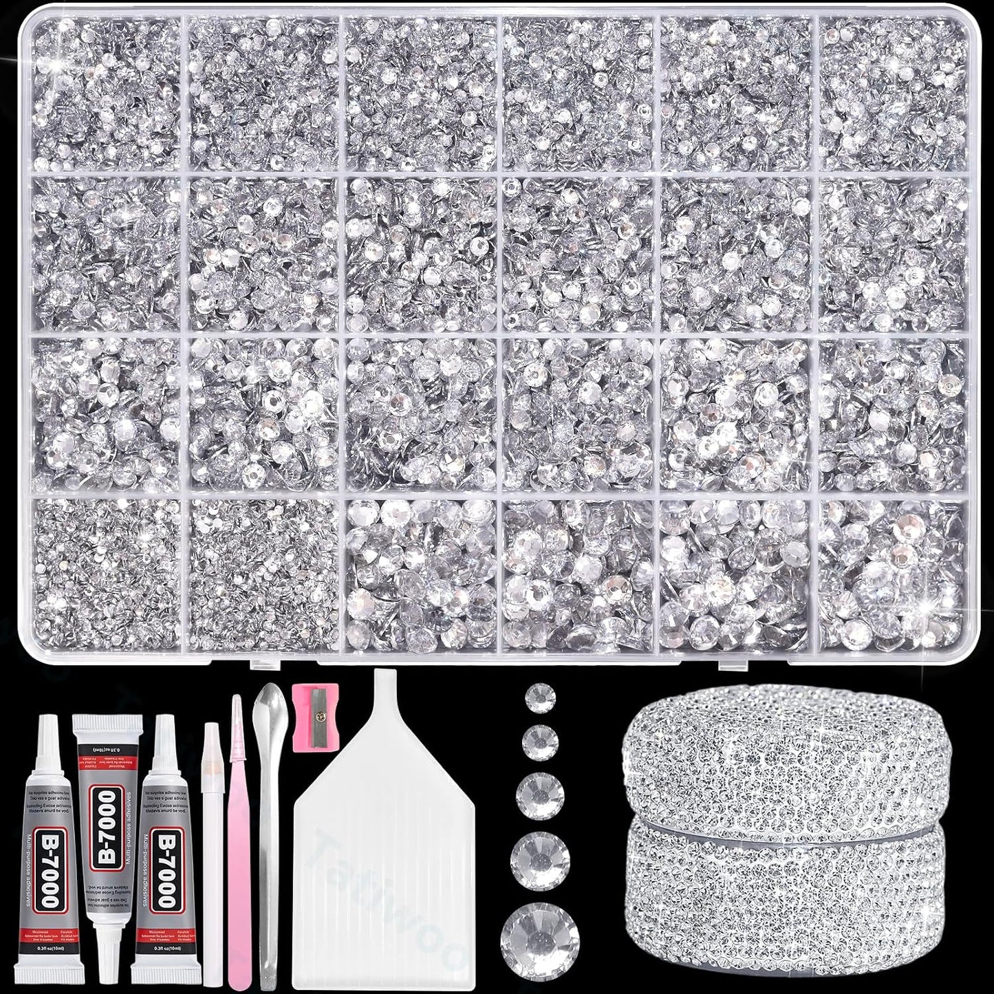 Light Pink Flatback Jelly Resin Rhinestones - 20000 Pcs Mix Sizes 2-6mm for Crafting & DIY Makeup Tumblers