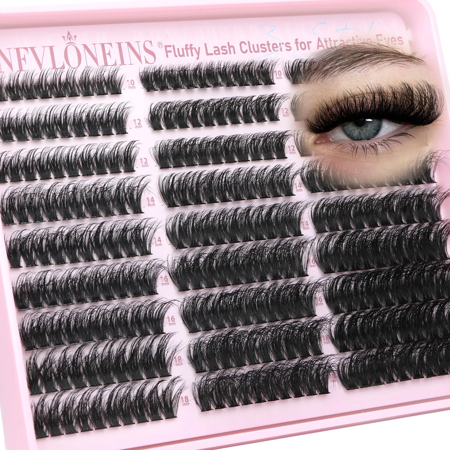 Fluffy Lash Clusters Wispy Cluster Eyelash Extensions Thick Eyelash Clusters Faux Mink Individual Lashes Full Volume Cluster Lashes 10-18MM Reusable Eyelashes Cluster by TNFVLONEINS