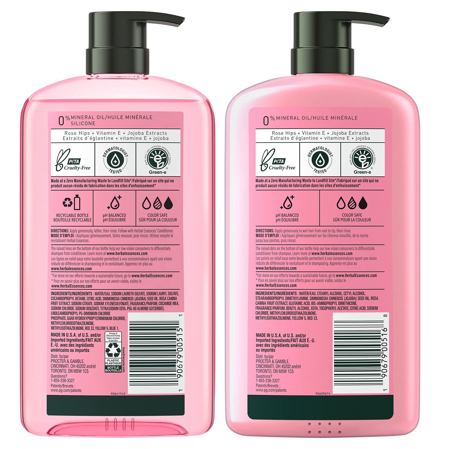 Herbal Essences Shampoo & Conditioner Set, Rose Hips - Smooth Collection, Paraben-Free, Color-Safe, Shiny Hair with Jojoba & Vitamin E, 29.2 Fl Oz Each, 2-Pack