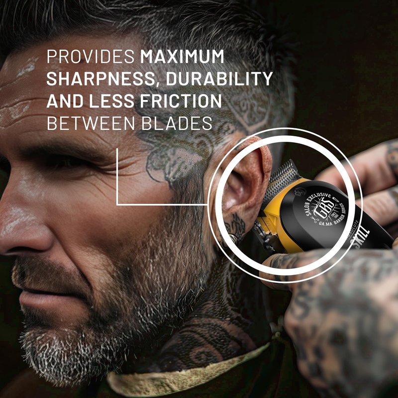 GA.MA Absolute Skill Professional Hair Clipper, Corded & Cordless, F-Wedge Blade for Fading, DLC Stainless Steel Blade, 60 Min Runtime