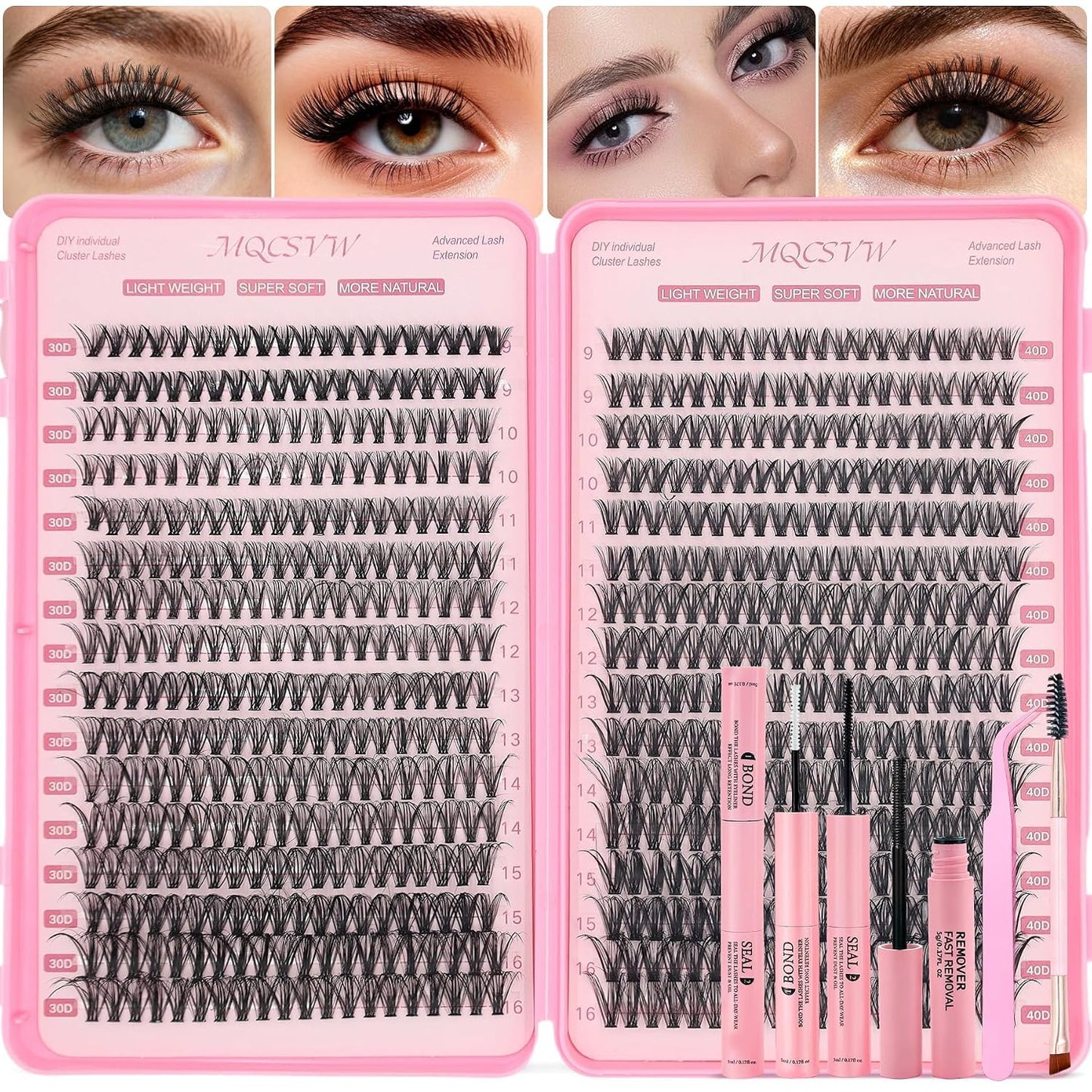 Lash Clusters - 80D & 100D Long 10-21mm Eyelash Extensions Kit | Wispy Thick Volume 300pcs Individual Lashes
