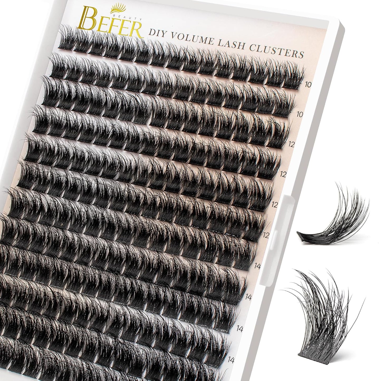 BEFER Lash Clusters - 120 Pcs D Curl Eyelash Extensions for DIY Volume | Fluffy & Wispy 10-16MM