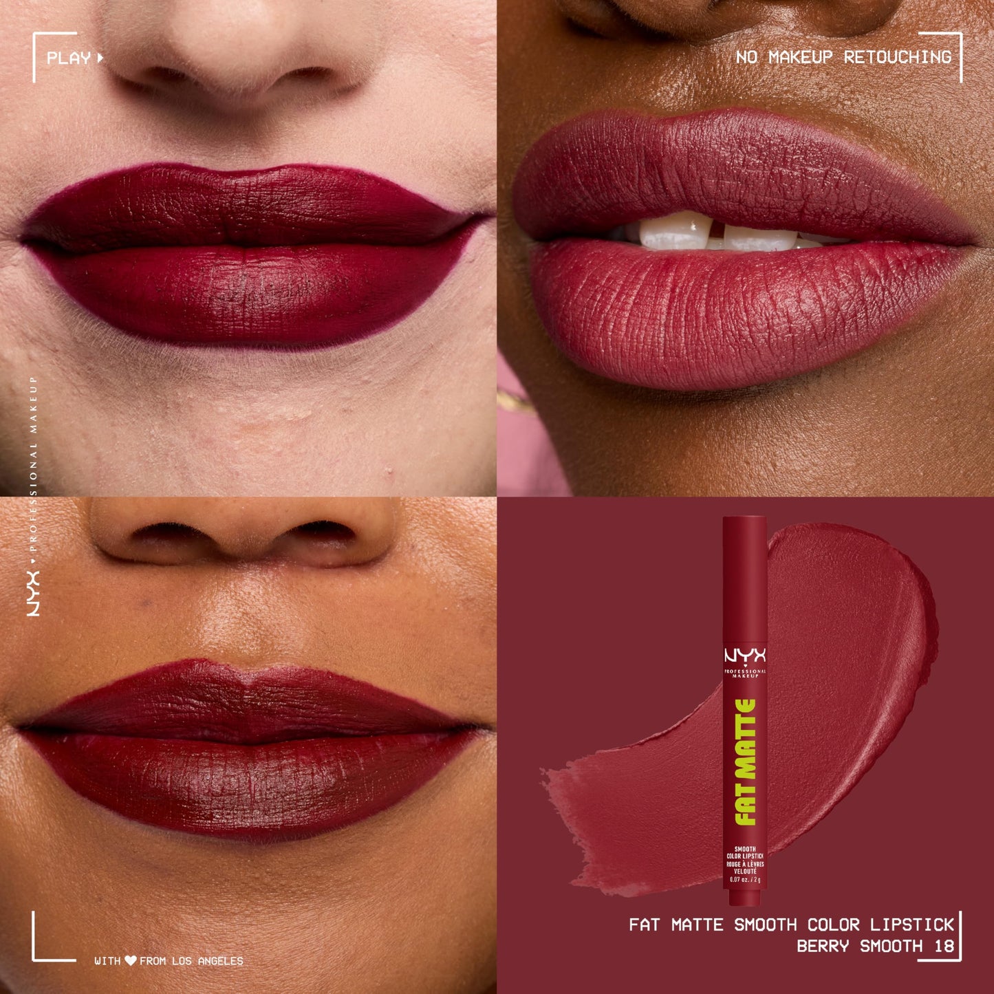 NYX PROFESSIONAL MAKEUP Fat Matte Lipstick, Pigmented, Smoothing, & Non-Drying Lip Crayon, Long Lasting Lip Makeup, Vegan & Cruelty Free - Berry Smooth (Currant)