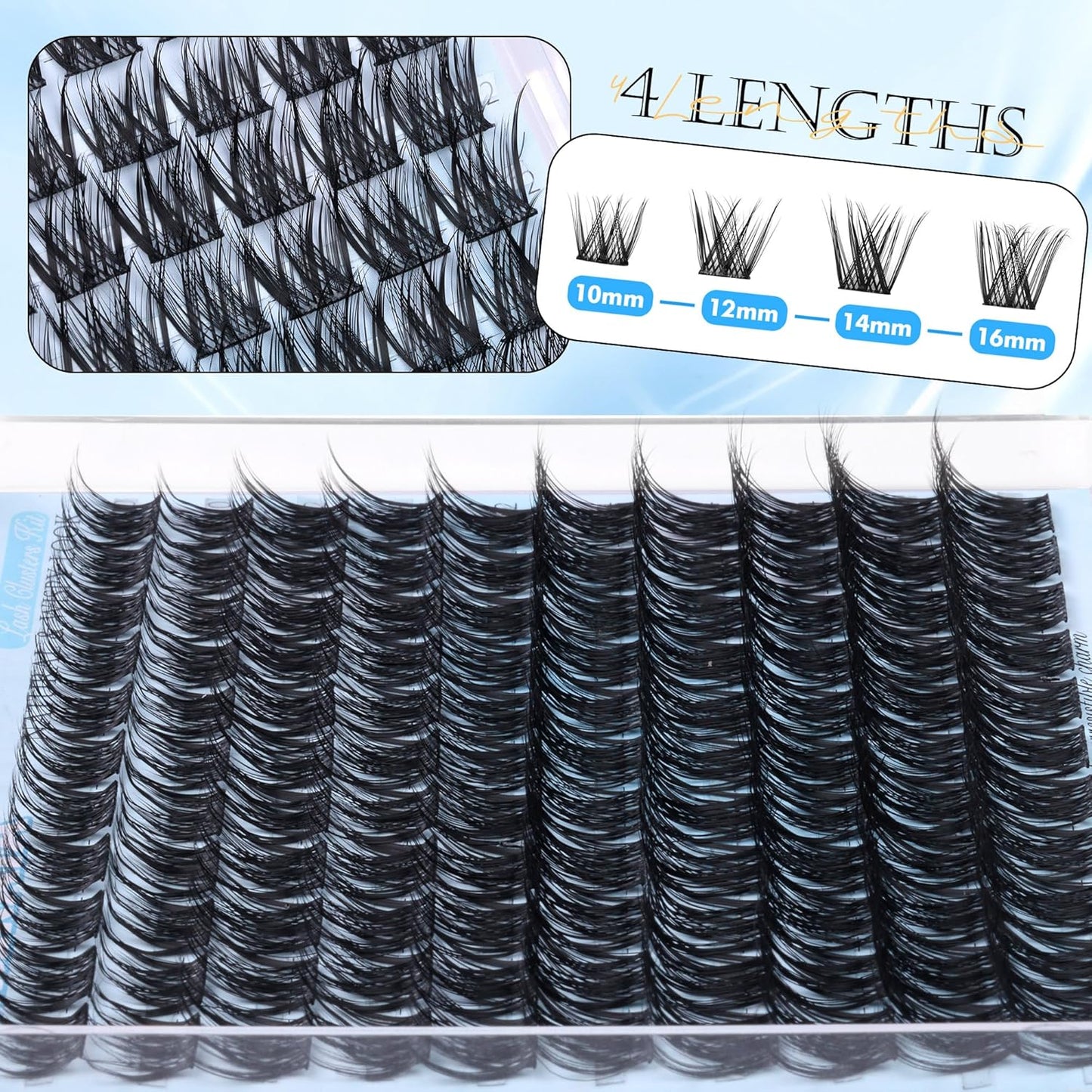 Wispy Lash Clusters - Natural Eyelash Extensions, 110 Pcs C Curvature | 10-16 mm Mix Length, Reusable with Thin Band