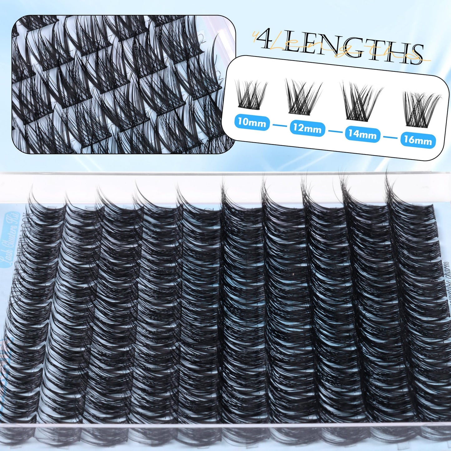 PHKERATA Wispy Lash Clusters Natural Cluster Eyelash Extensions, 110 pcs C Curvature Individual Lashes 10-16 mm Mix Length, Reusable Eyelash Clusters with Thin Lash Band