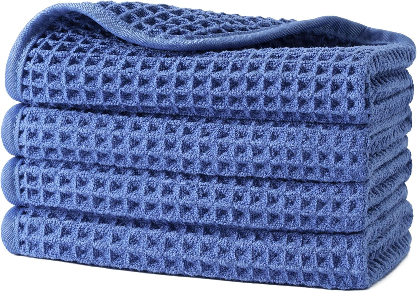 Microfiber Washcloths - Lint-Free Face Towels, 430 GSM | 13 x 13 in, 4 Pack - Waffle Weave
