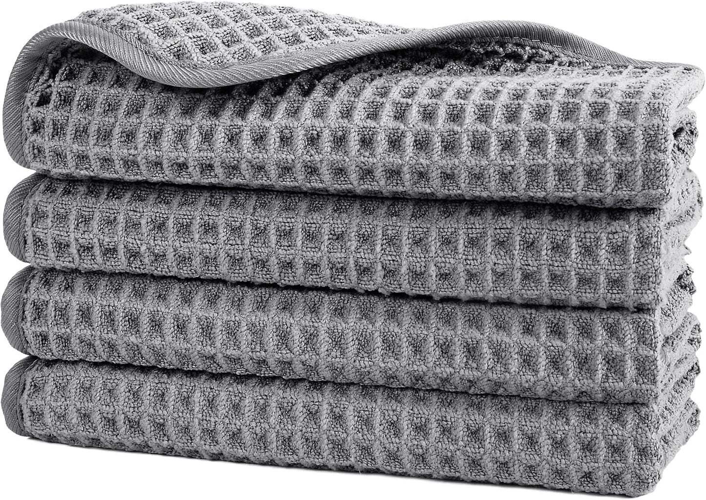 Microfiber Washcloths - Lint-Free Face Towels, 430 GSM | 13 x 13 in, 4 Pack - Waffle Weave