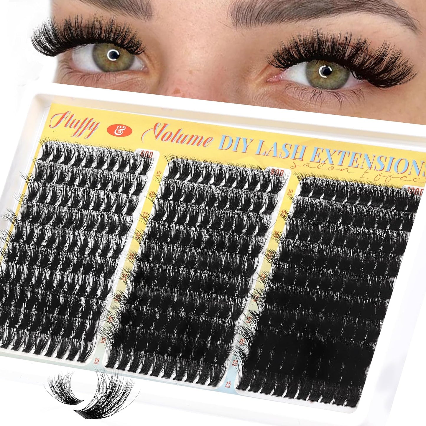 Manga Lash Clusters Kit - Spiky Anime Eyelash Extensions 270 Pcs | D Curl, 10-16mm, Fluffy & Natural Look