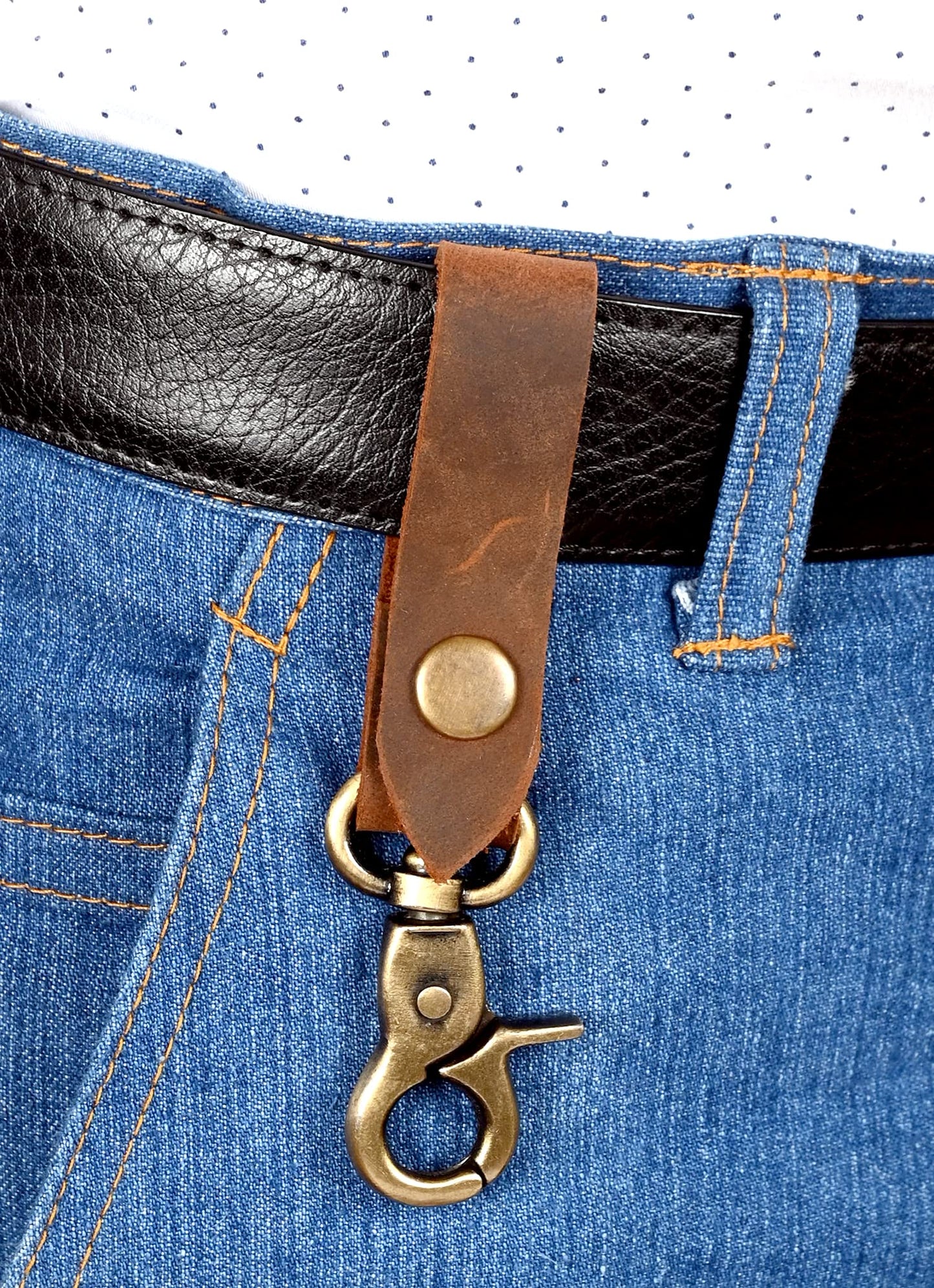CestAntiQ, Leather Keychain Loop | Belt Key Holder | Everyday Carry | Backpack Organizer | Handmade Keychain | Brown Leather Keyholder | Key Clip Loop | Belt Key Holder :: Brown