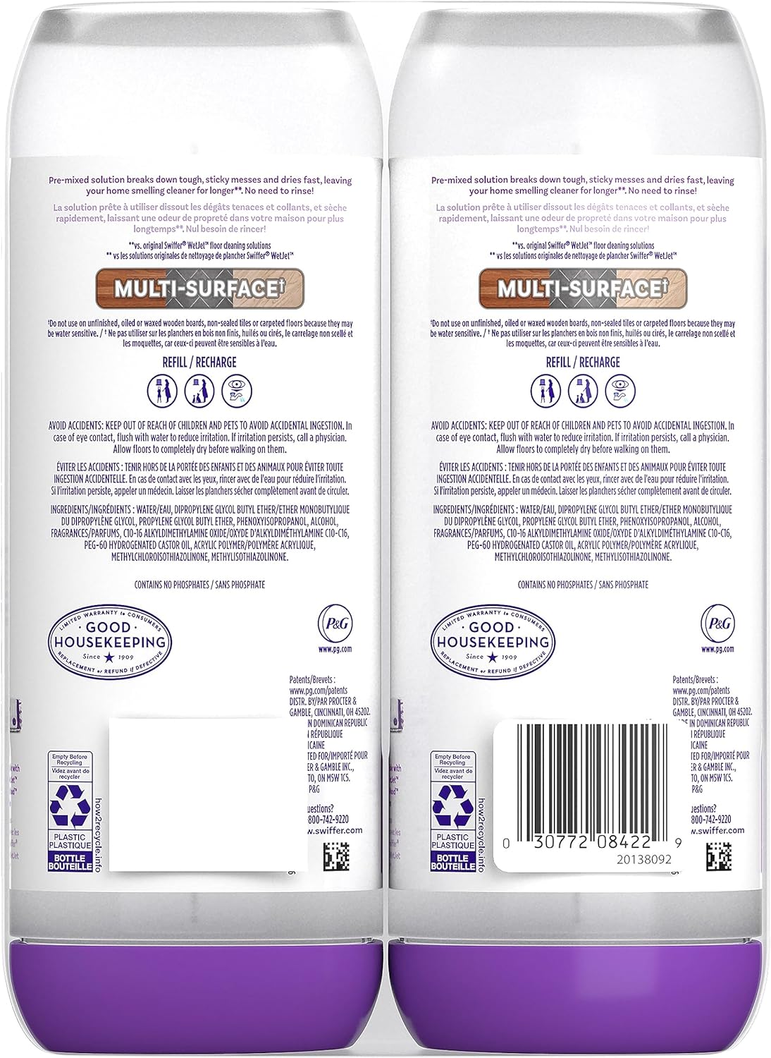 Swiffer PowerMop Liquid Floor Cleaner Refills - Fresh Scent Mopping Solution | 2 Count Multi-Surface Replacement Bottles