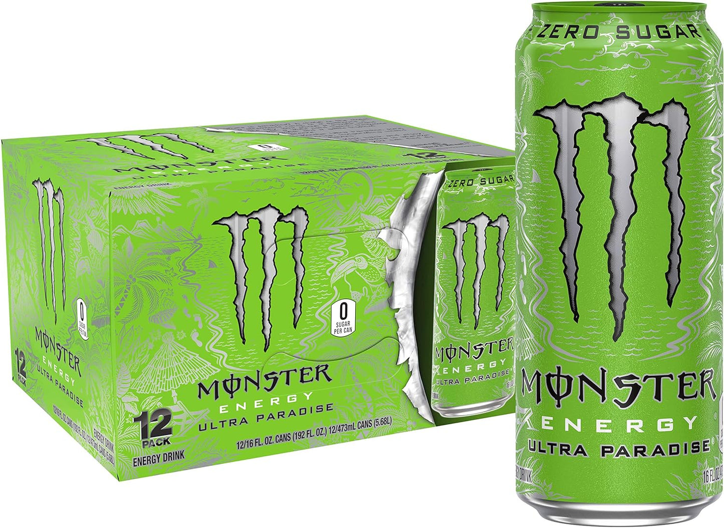 Monster Energy Zero Ultra Sugar Free Energy Drink - 16 Oz | Pack of 15 Cans