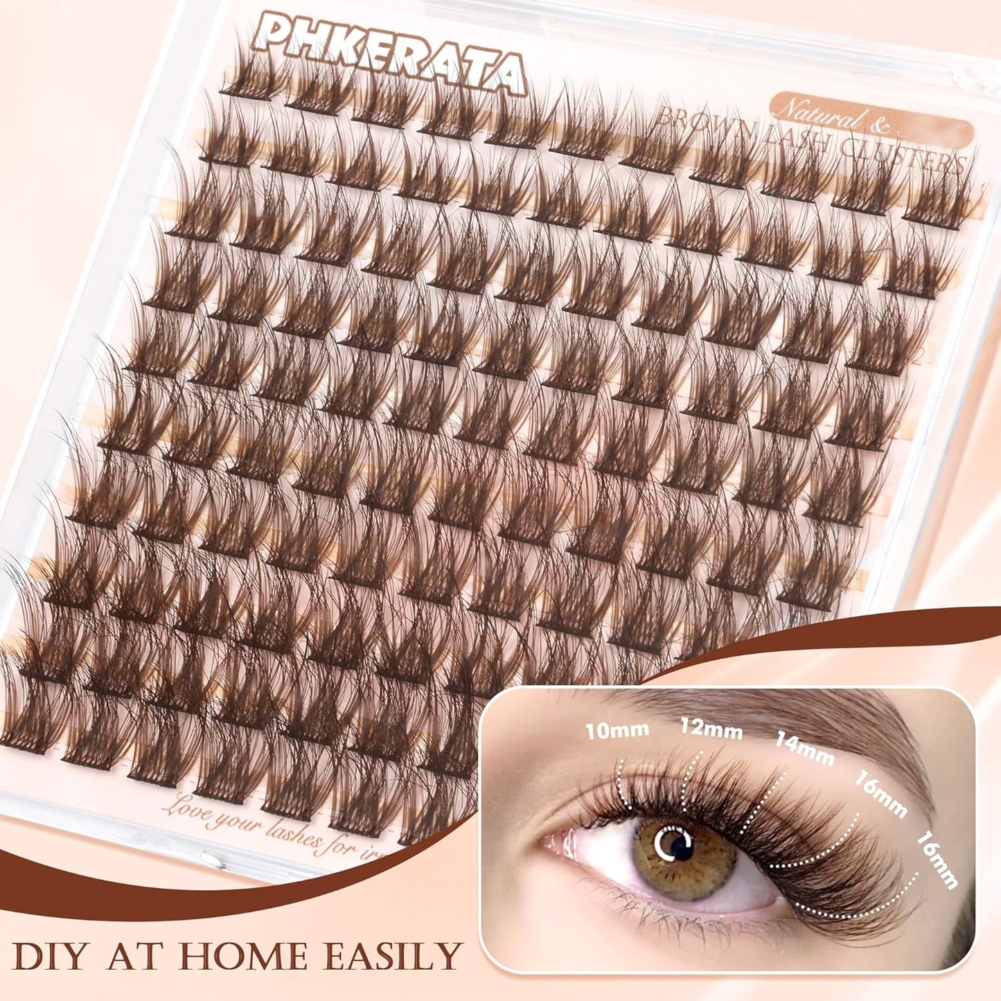 Brown Lash Clusters - Wispy C Curvature Eyelash Extensions | 110 Pcs DIY Individual Lashes, 10-16 mm