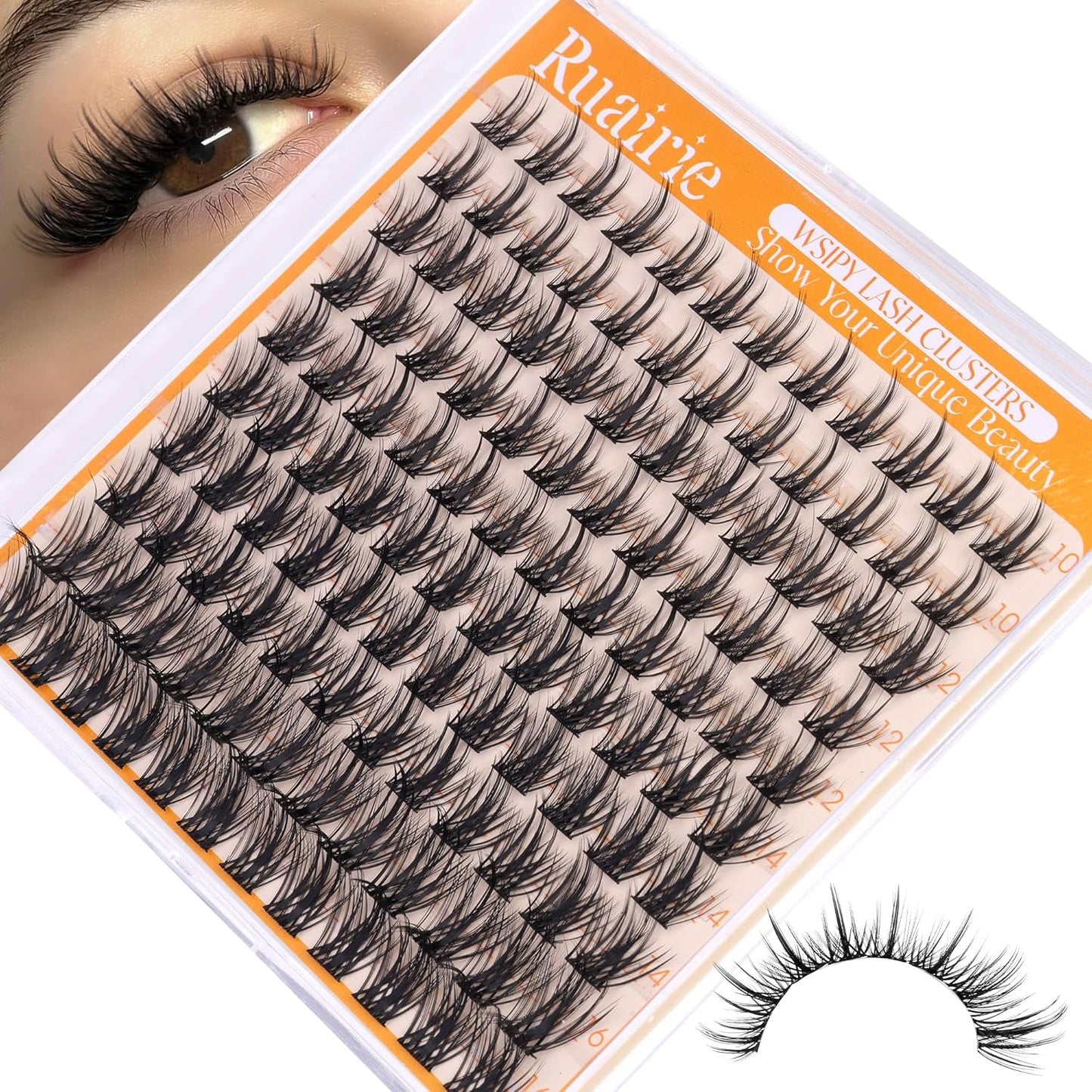 Manga Lash Clusters - Natural Wispy Eyelash Extensions | C-Curl 8-14mm, 180pcs DIY Kit