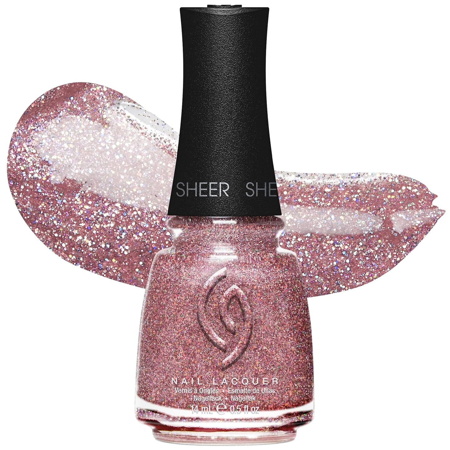 China Glaze Nail Lacquer - Moment in the Sunset Coral Pink Polish | Quick Dry, Chip Resistant, Shimmer Finish, 0.5 fl oz