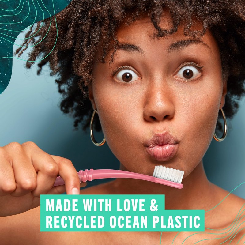 Preserve Ocean Plastic Initiative (POPI) Adult Toothbrush, Made in USA from Recycled Ocean Plastic, Neptune Green, Soft, 1 Count