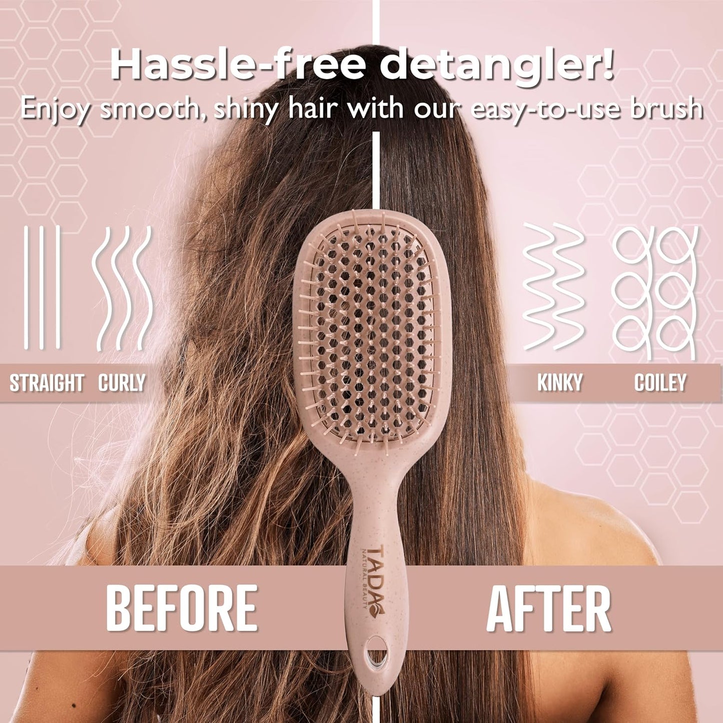 Natural Beauty Hair Brush Detangler - Ideal for Curly, Thick, and Wavy Hair | Quick Drying & Styling, 2-Pack (4 Colors)