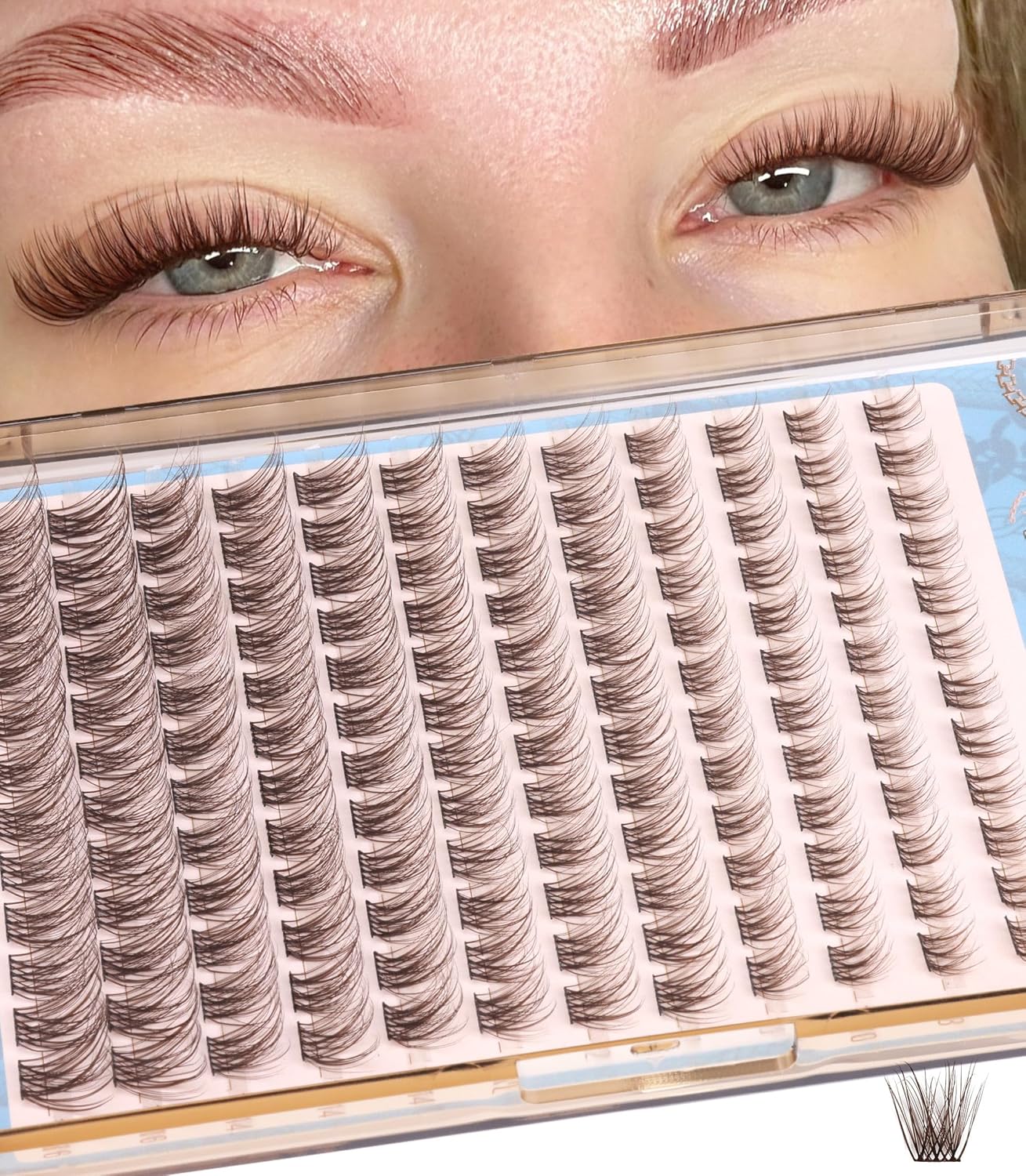 Natural DIY Lash Extensions - C-Curly Cluster Eyelashes | 216 Pcs Wispy Cat Eye Lashes for Beginners