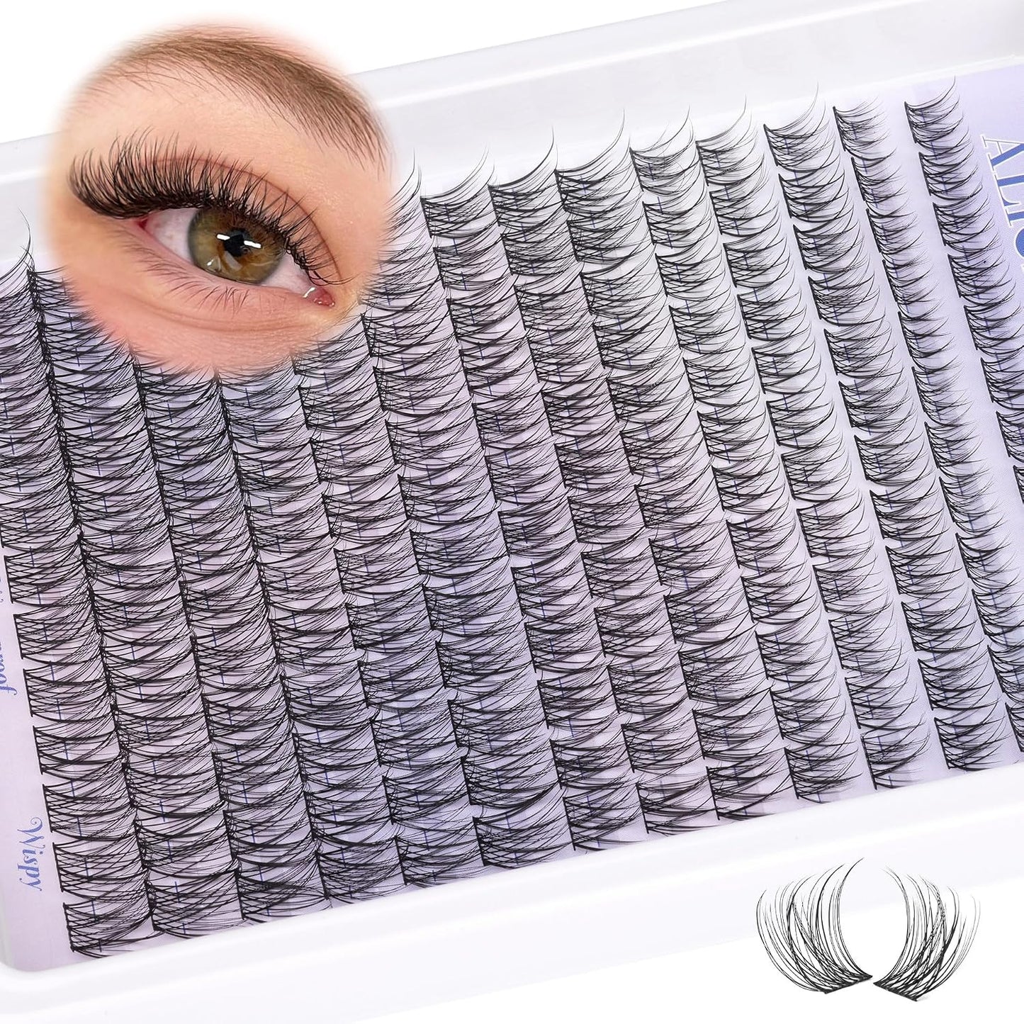 Natural Lash Clusters - Wispy Eyelash Extensions 168pcs | 8-16mm C-Curl, Soft Thin Band for a Natural Look